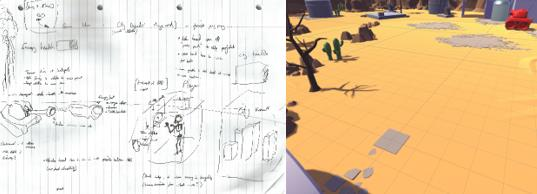 Prototype concept sketch and prototype of the game.