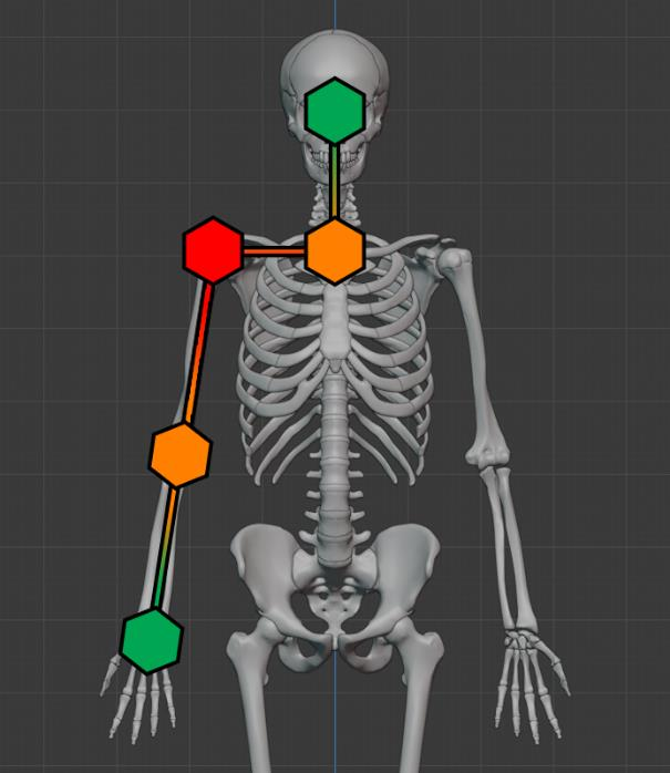 Calculating Shoulder position with 2 inputs (Green). 