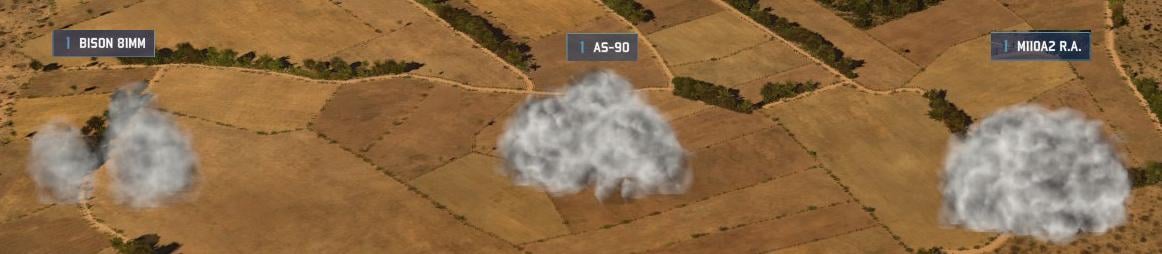 Smoke Clouds generated from; BISON 81MM, AS-90 & M110A2 R.A.