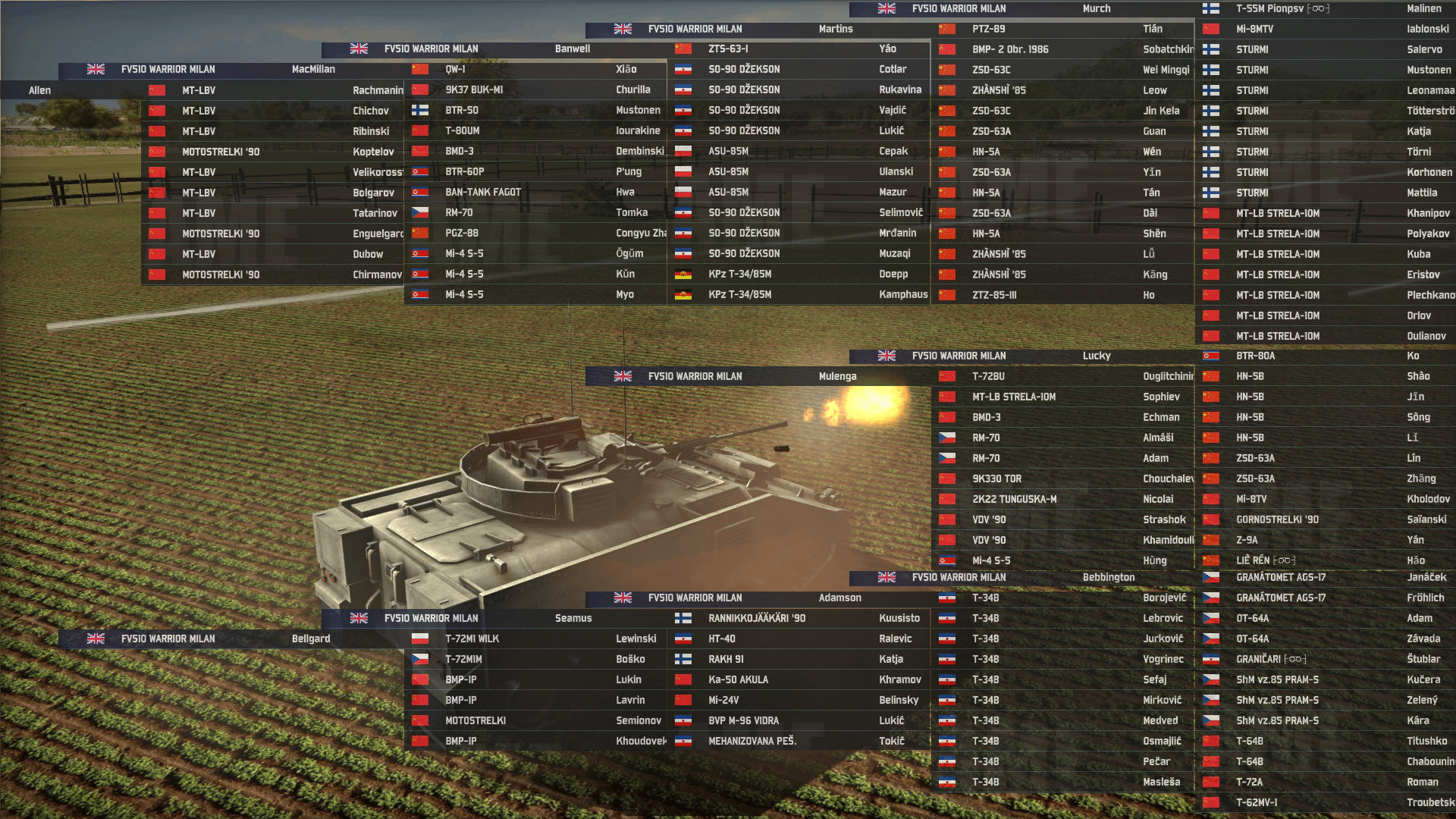 Warrior Milan against a variety of enemies