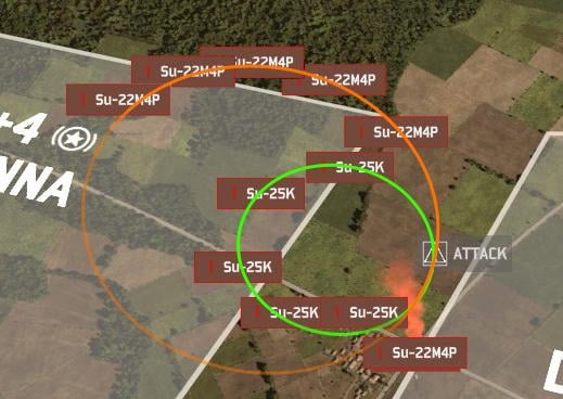 Turning Radius of Su-25K (200) &amp; Su-22M4P (400)
